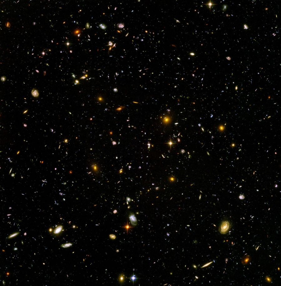 Quelques centaines de centaines de milliards d'étoiles pour commencer: le Hubble deep field.